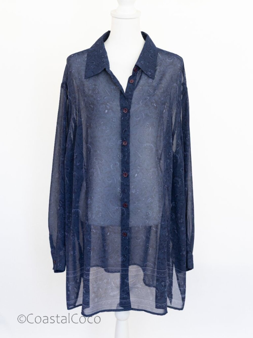 Design & Co Lane Bryant 26/28 Sheer Blouse Lightweight Summer Topper Paisley